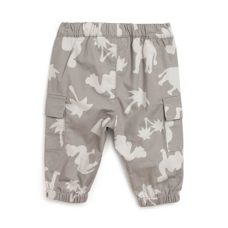 Boys Medium Grey Printed Long Trousers image number 1